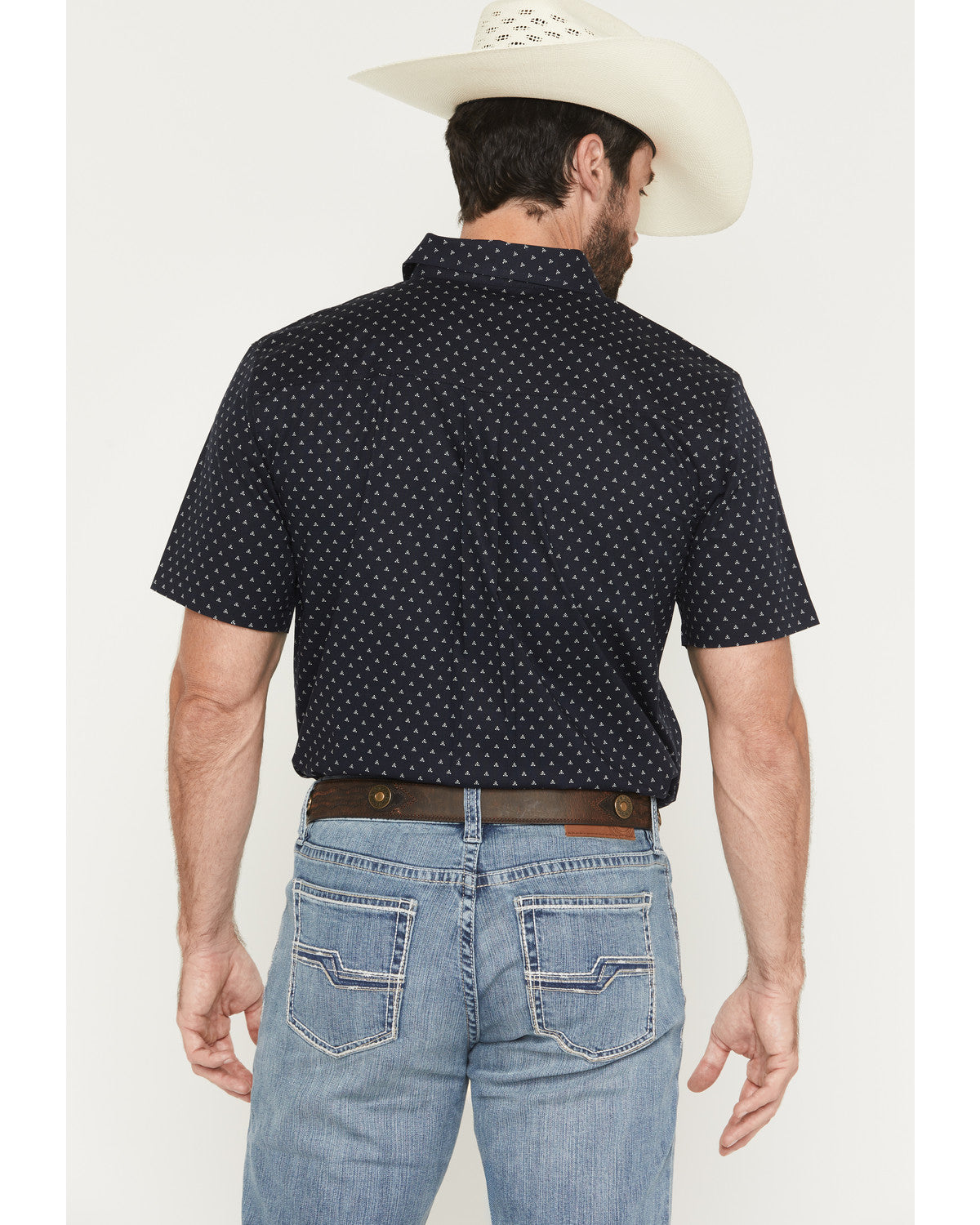 Men's Barrel Rider Geo Print Short Sleeve Button-Down Stret