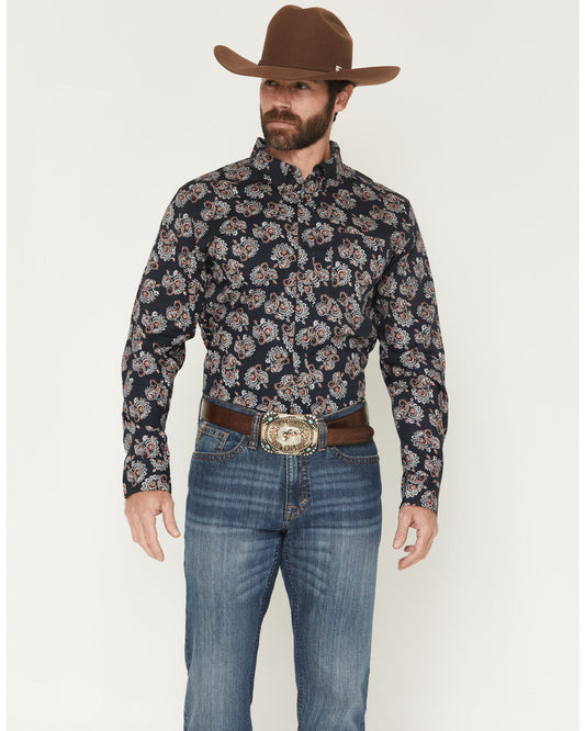 Men's Truett Paisley Print Long Sleeve Button-Down Western