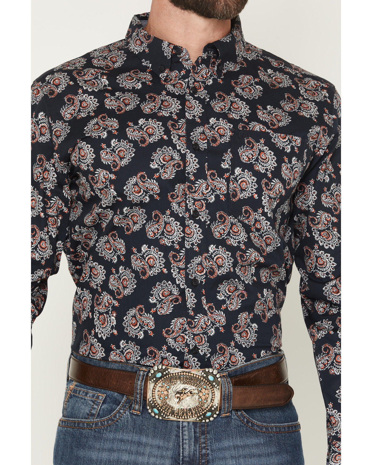 Men's Truett Paisley Print Long Sleeve Button-Down Western