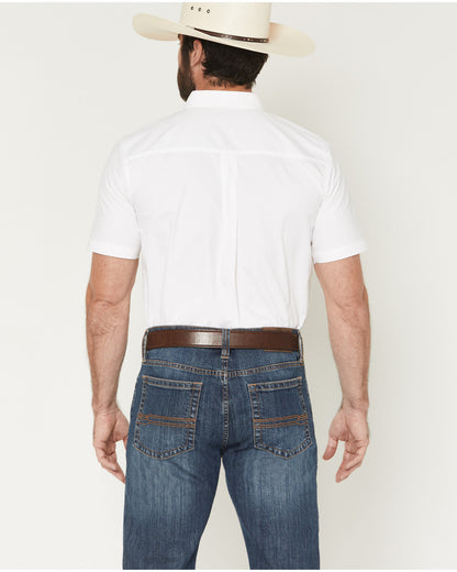 Men's Basic Solid Short Sleeve Button-Down Stretch Western