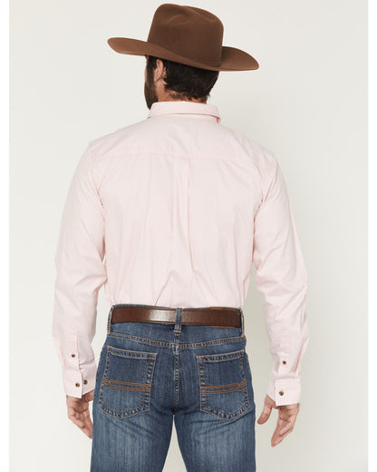 Men's Basic Solid Long Sleeve Button-Down Stretch Western S