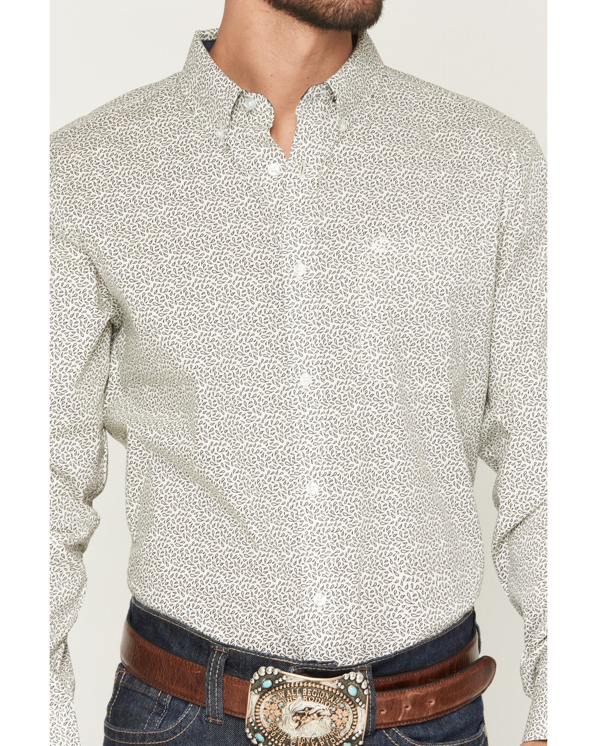 Men's Rhett Micro Paisley Print Long Sleeve Button-Down Str