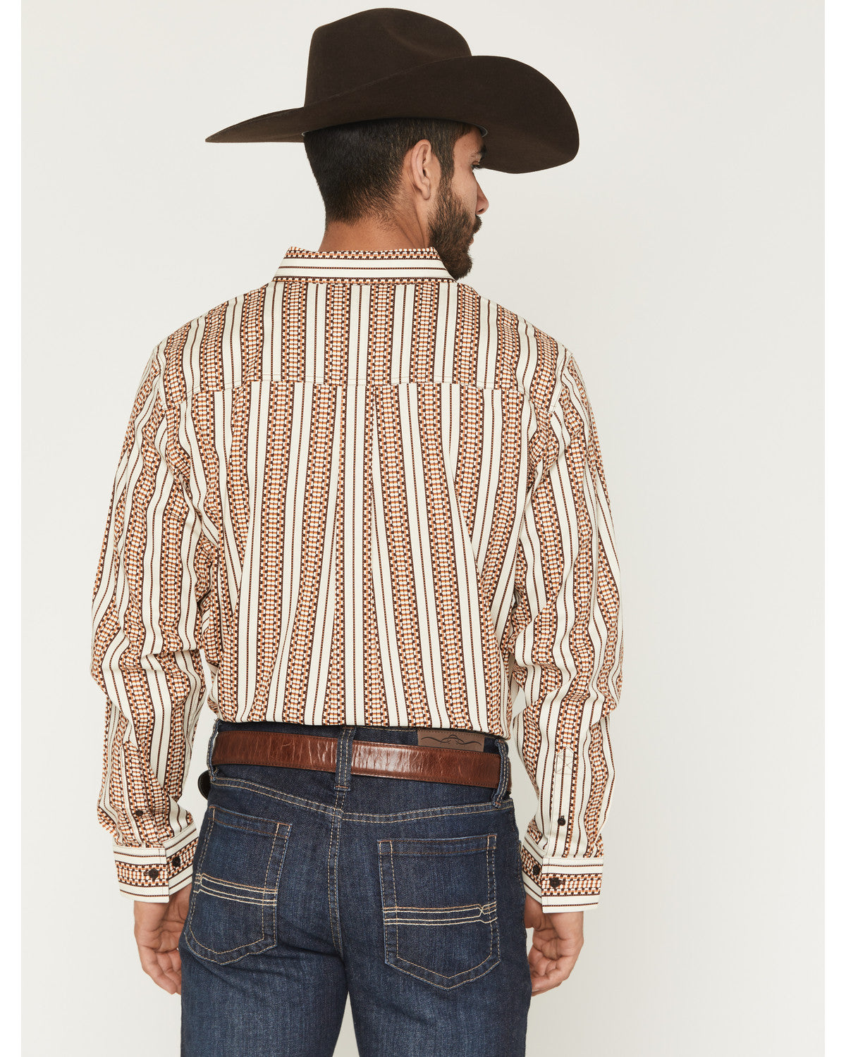 Men's Waylon Geo Stripe Print Long Sleeve Button-Down Stret
