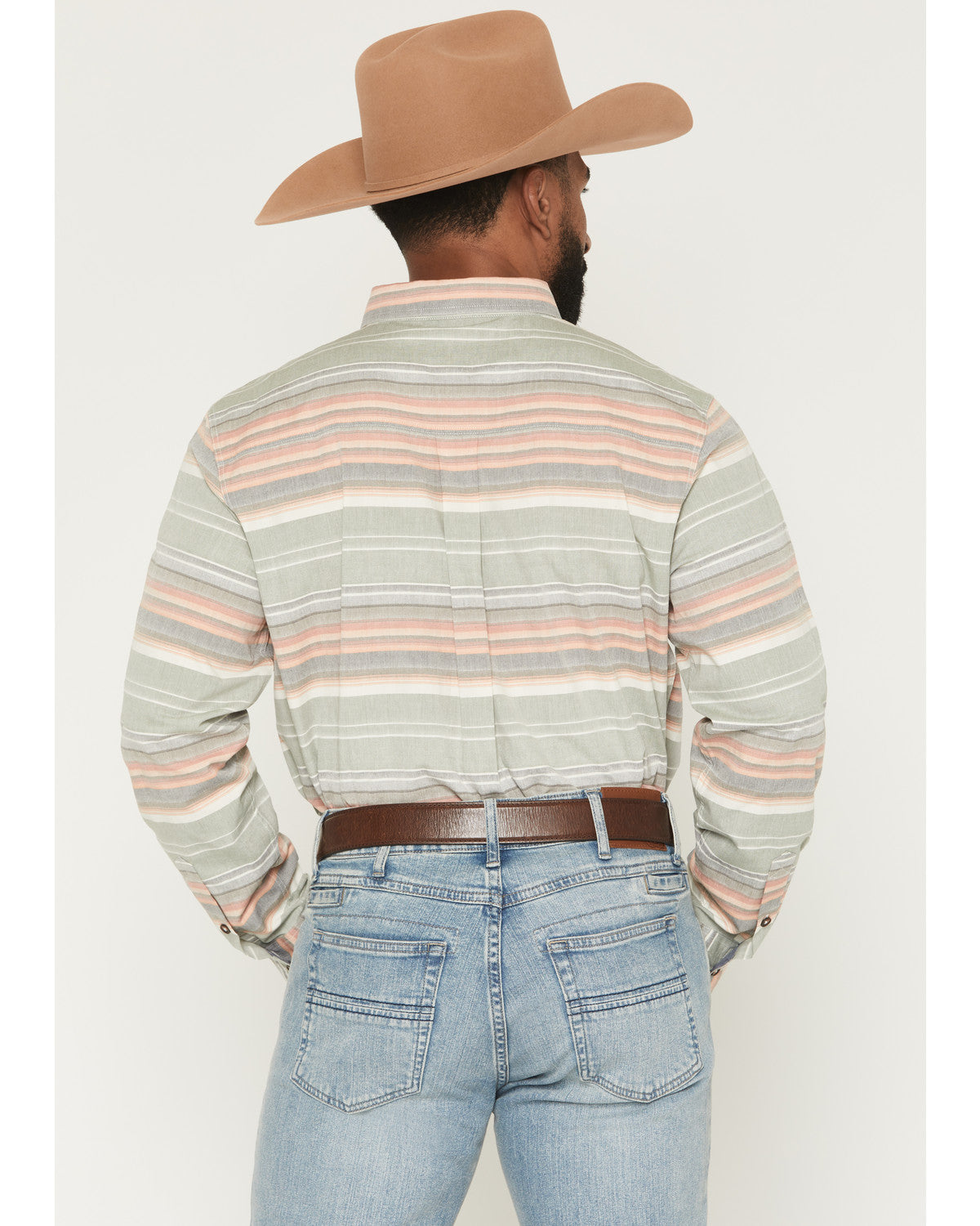 Men's Harlan Striped Print Long Sleeve Button-Down Western
