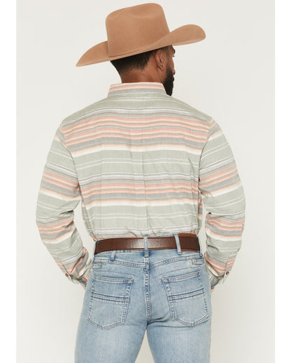 Men's Harlan Striped Print Long Sleeve Button-Down Western