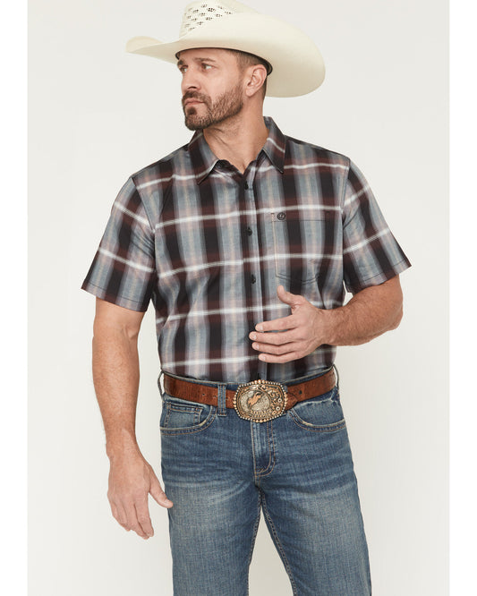 Men's Bowen Plaid Print Short Sleeve Button-Down Stretch We