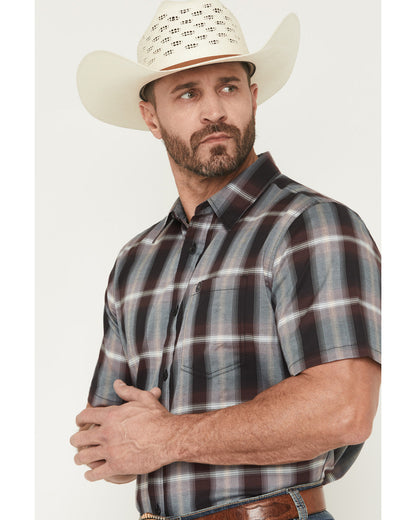 Men's Bowen Plaid Print Short Sleeve Button-Down Stretch We