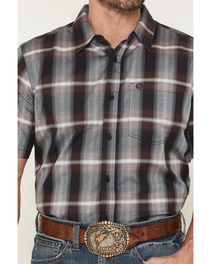 Men's Bowen Plaid Print Short Sleeve Button-Down Stretch We