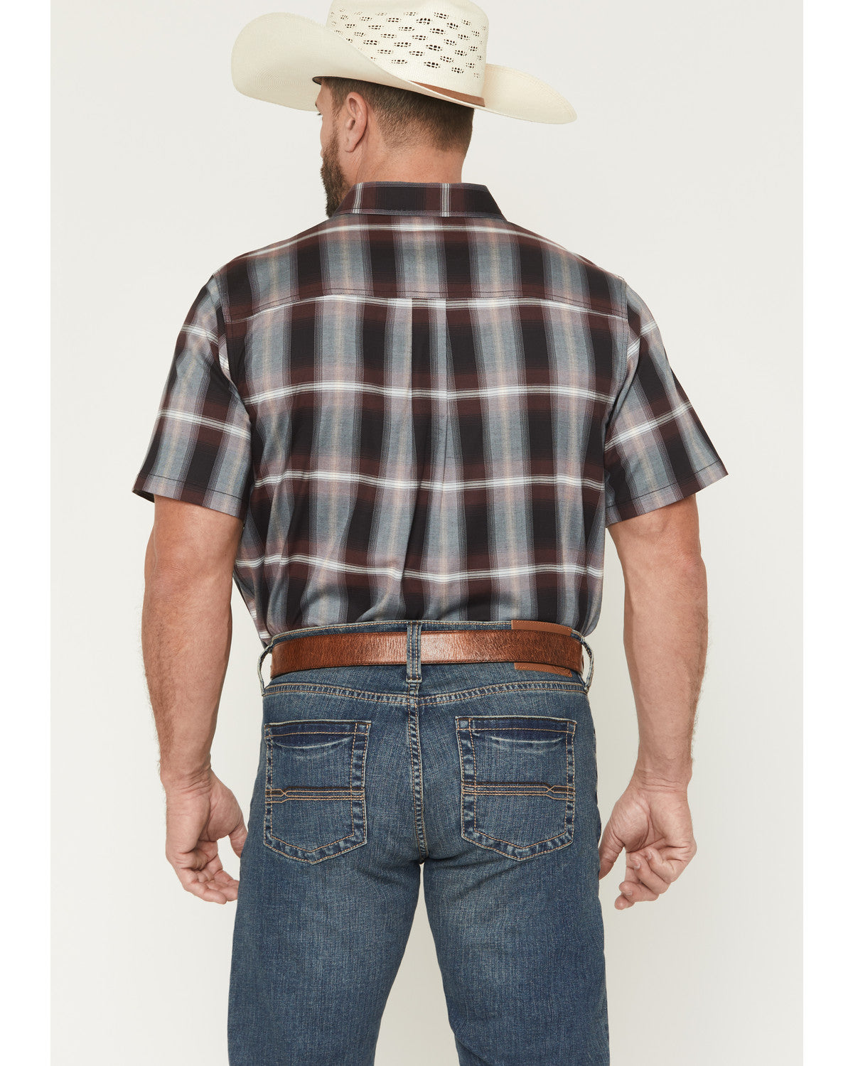 Men's Bowen Plaid Print Short Sleeve Button-Down Stretch We