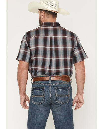Men's Bowen Plaid Print Short Sleeve Button-Down Stretch We