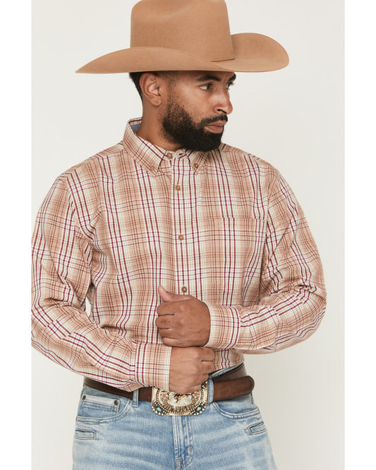 Men's Bodie Plaid Print Long Sleeve Button-Down Stretch Wes