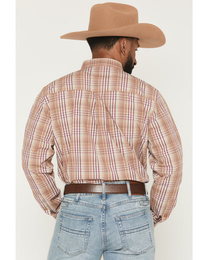 Men's Bodie Plaid Print Long Sleeve Button-Down Stretch Wes