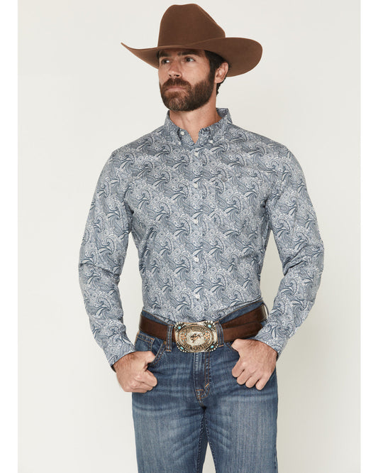 Men's Zeke Paisley Print Long Sleeve Button-Down Stretch We