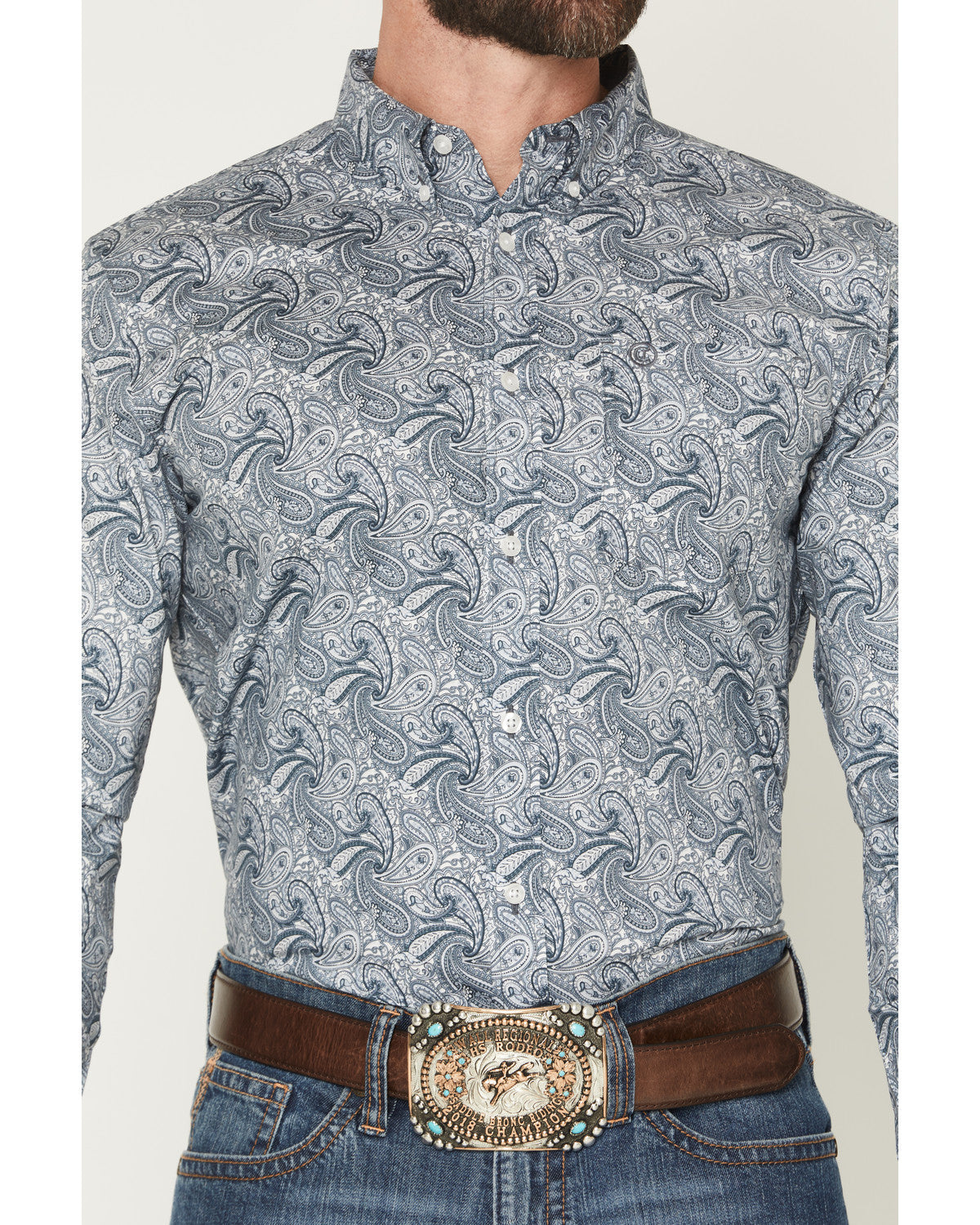 Men's Zeke Paisley Print Long Sleeve Button-Down Stretch We