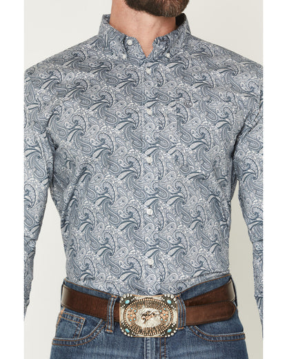 Men's Zeke Paisley Print Long Sleeve Button-Down Stretch We