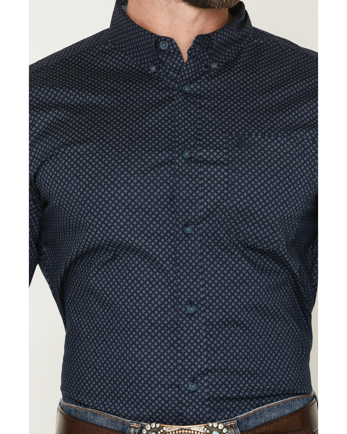 Men's Tripp Micro Geo Print Long Sleeve Button-Down Stretch