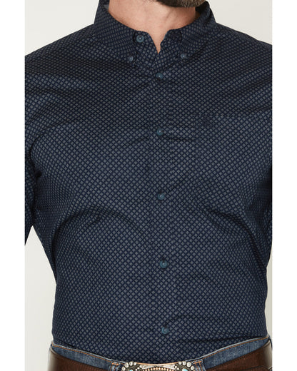 Men's Tripp Micro Geo Print Long Sleeve Button-Down Stretch