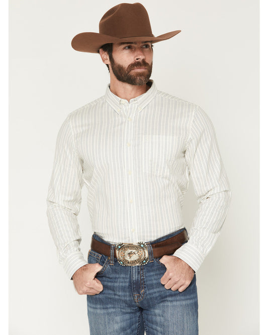 Men's Cade Dobby Stripe Print Long Sleeve Button-Down Weste