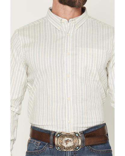 Men's Cade Dobby Stripe Print Long Sleeve Button-Down Weste