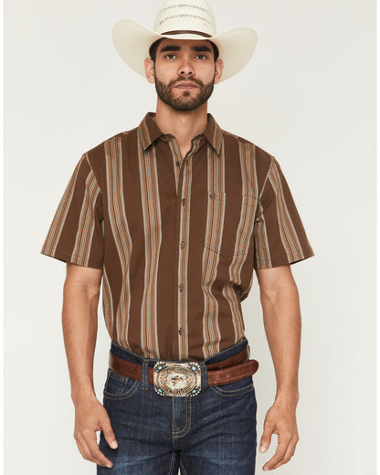 Silas Stripe Print Short Sleeve Button-Down Stretch Western