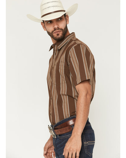 Silas Stripe Print Short Sleeve Button-Down Stretch Western