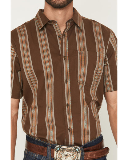Silas Stripe Print Short Sleeve Button-Down Stretch Western