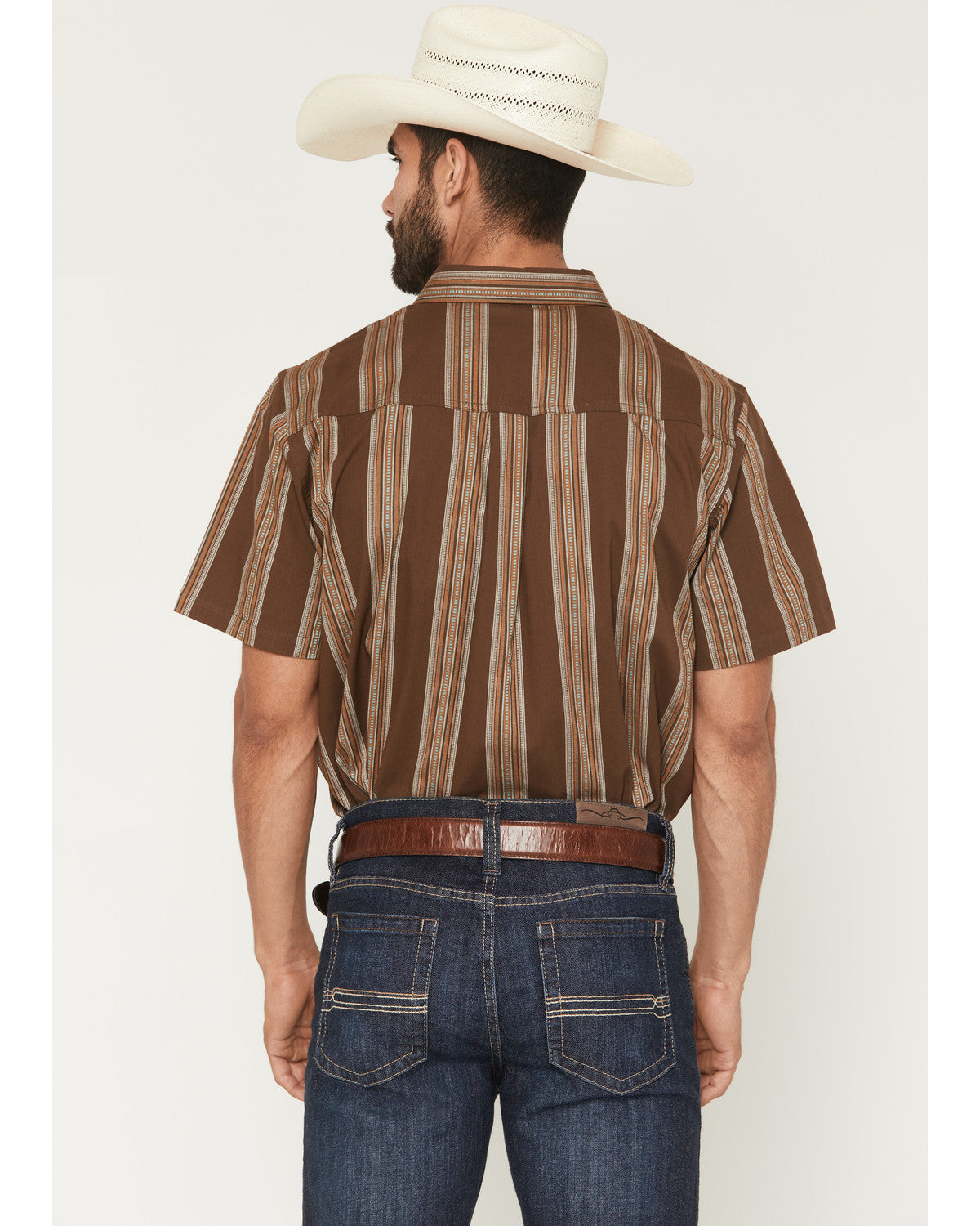 Silas Stripe Print Short Sleeve Button-Down Stretch Western