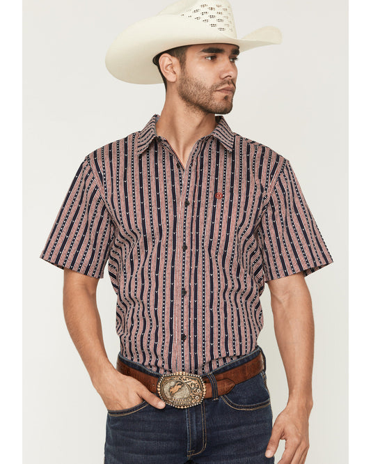Men's Stripe Steerhead Short Sleeve Button-Down Stretch Wes