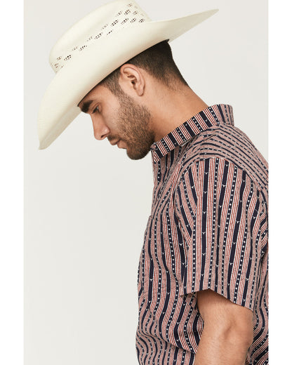 Men's Stripe Steerhead Short Sleeve Button-Down Stretch Wes