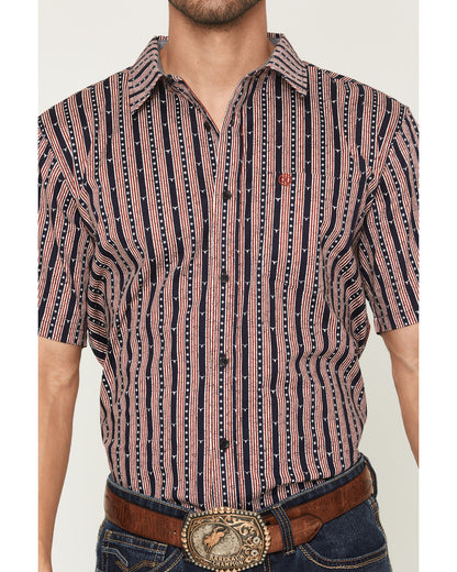 Men's Stripe Steerhead Short Sleeve Button-Down Stretch Wes