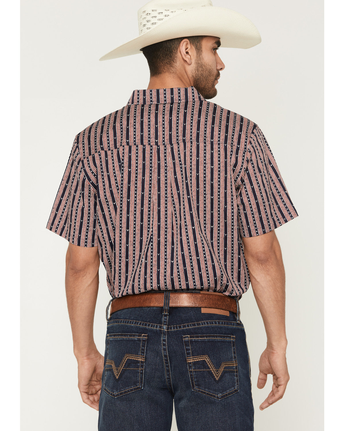 Men's Stripe Steerhead Short Sleeve Button-Down Stretch Wes