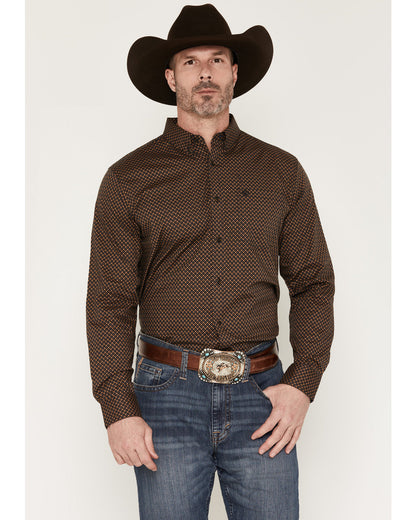 Men's Fast Forward Geo Print Long Sleeve Button-Down Stretc