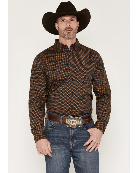 Men's Fast Forward Geo Print Long Sleeve Button-Down Stretc
