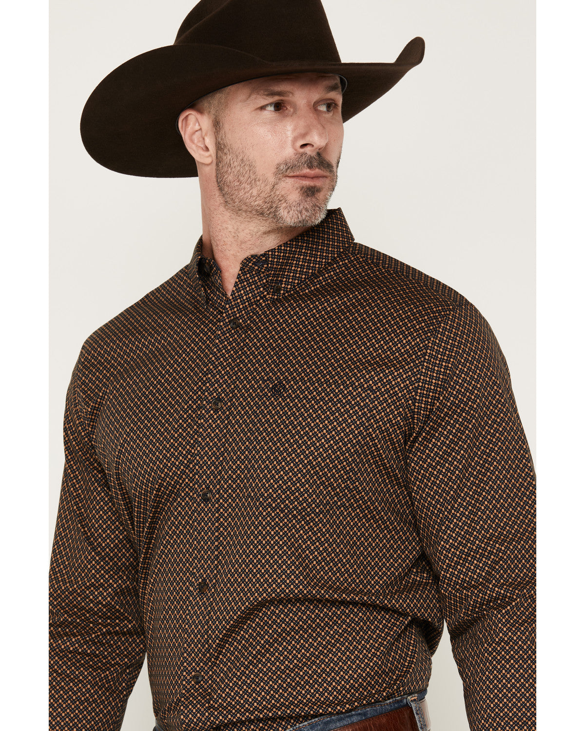 Men's Fast Forward Geo Print Long Sleeve Button-Down Stretc