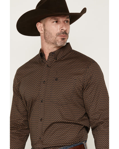 Men's Fast Forward Geo Print Long Sleeve Button-Down Stretc