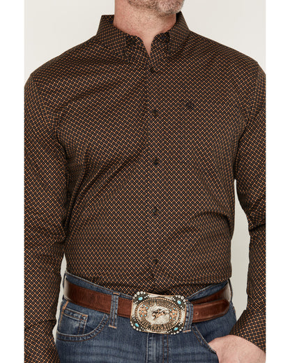 Men's Fast Forward Geo Print Long Sleeve Button-Down Stretc