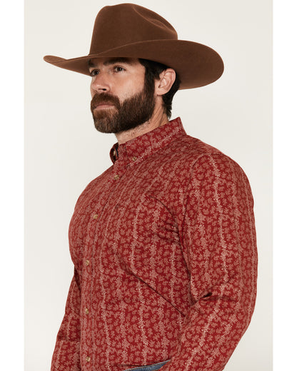 Men's Ol Hickory Floral Stripe Print Long Sleeve Button-Dow