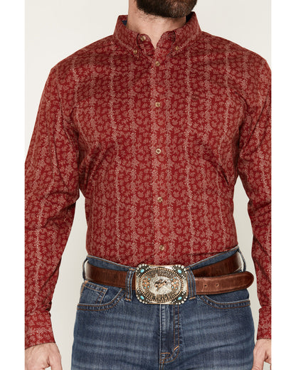 Men's Ol Hickory Floral Stripe Print Long Sleeve Button-Dow