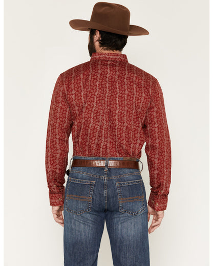 Men's Ol Hickory Floral Stripe Print Long Sleeve Button-Dow