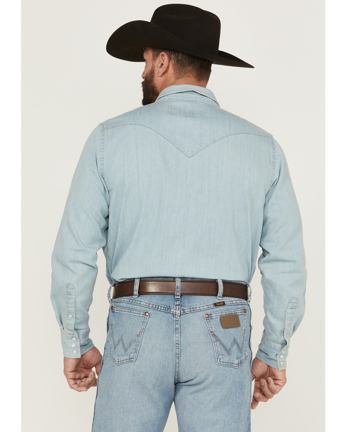 Men's Frosty Light Wash Long Sleeve Snap Denim Western Shir