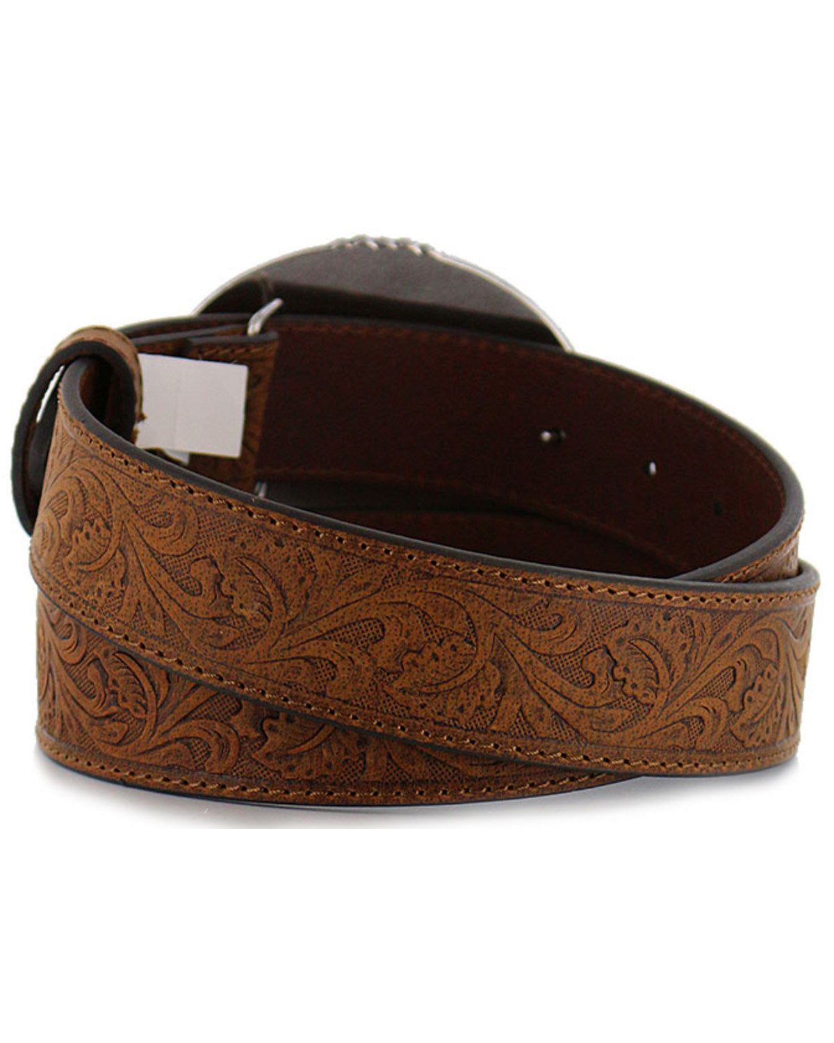 Men's Bronc Buckle Tooled Leather Belt