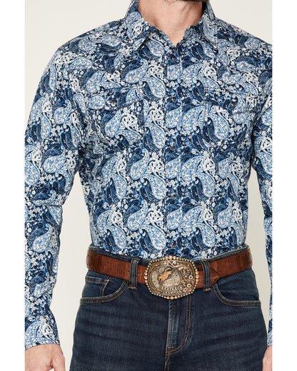 Men's Escape Route Paisley Print Long Sleeve Snap Western S