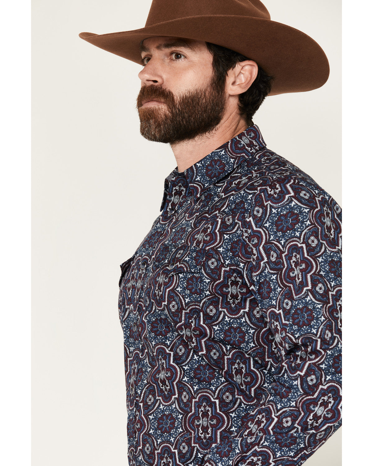 Men's Muddy Medallion Print Long Sleeve Snap Western Shirt