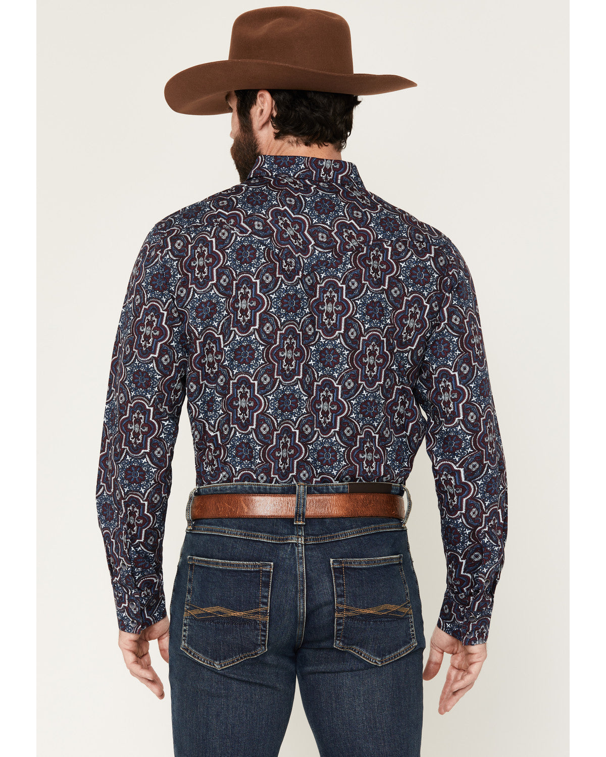Men's Muddy Medallion Print Long Sleeve Snap Western Shirt