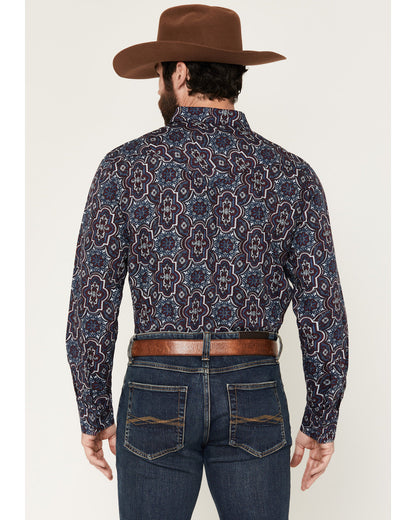 Men's Muddy Medallion Print Long Sleeve Snap Western Shirt