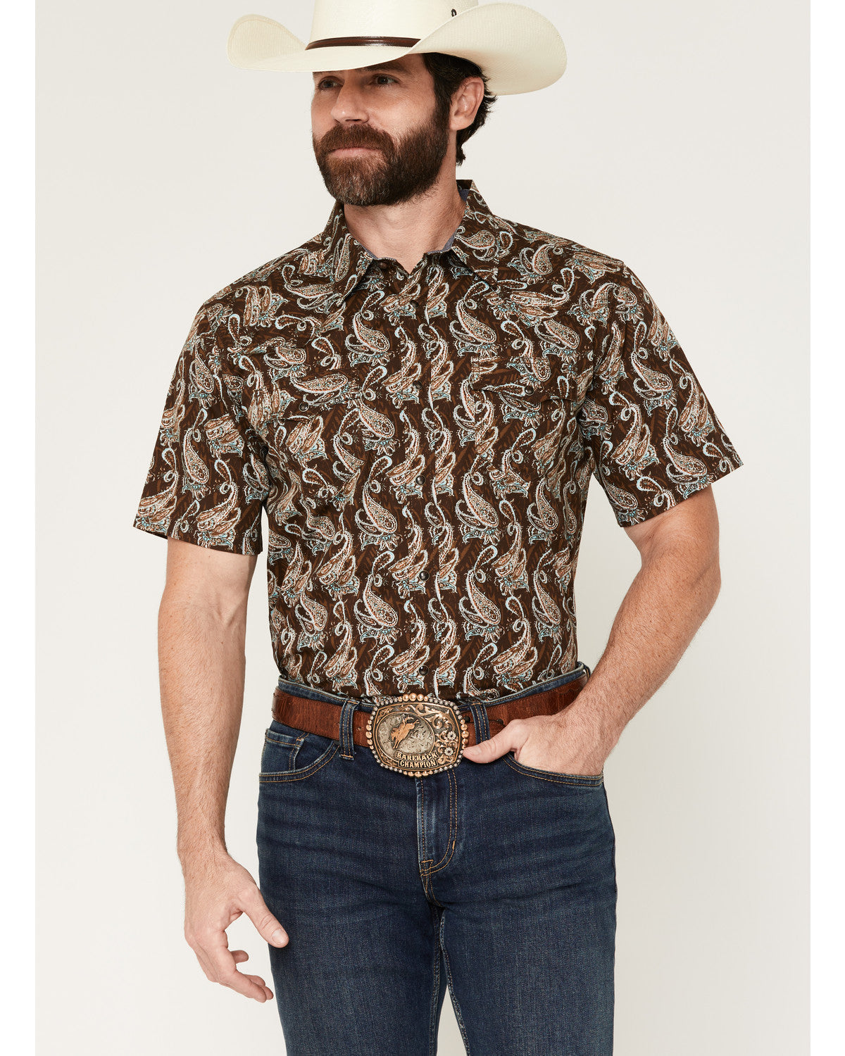 Men's Easy Livin' Paisley Print Short Sleeve Snap Western S