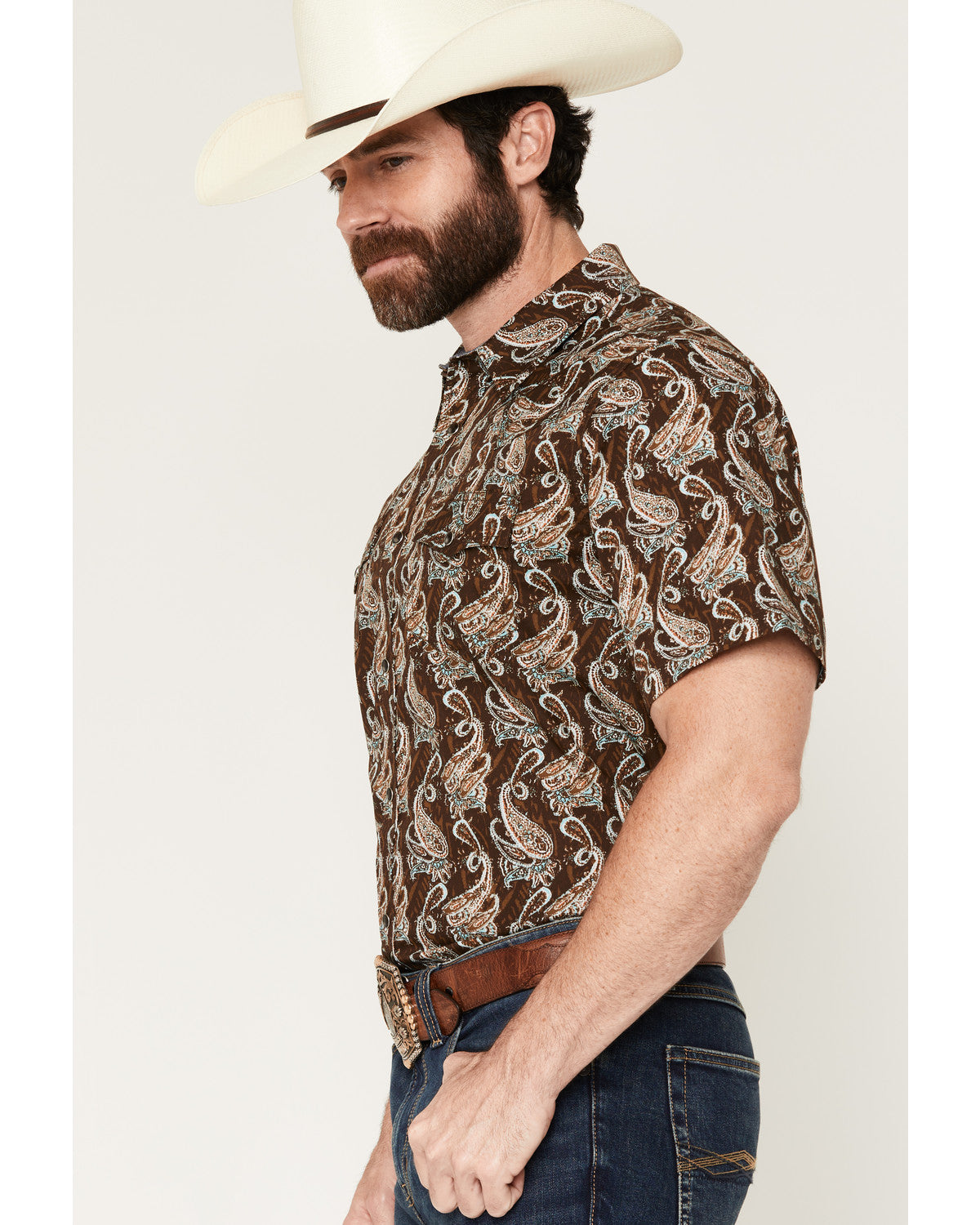 Men's Easy Livin' Paisley Print Short Sleeve Snap Western S