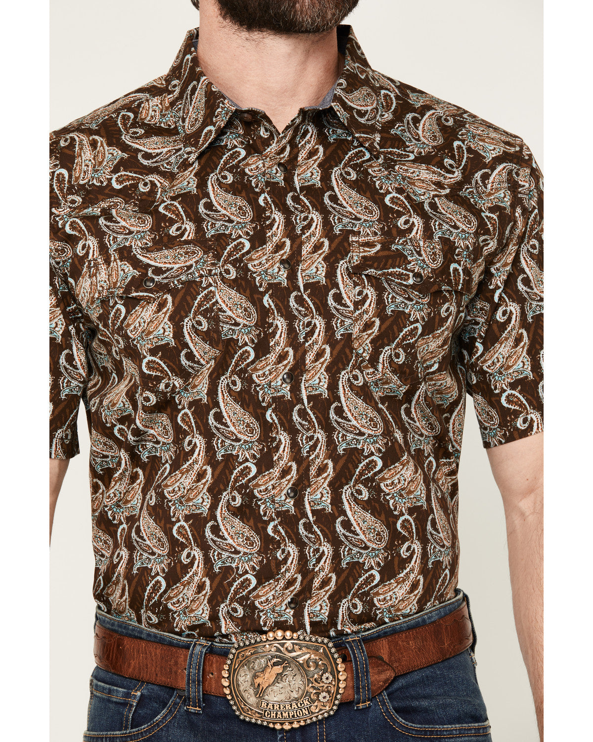 Men's Easy Livin' Paisley Print Short Sleeve Snap Western S