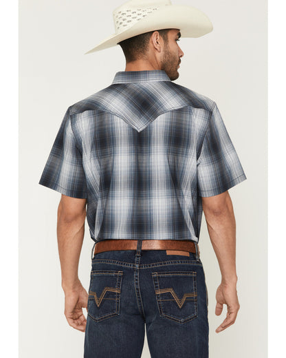 Men's Weed Wacker Plaid Print Short Sleeve Snap Western Shi