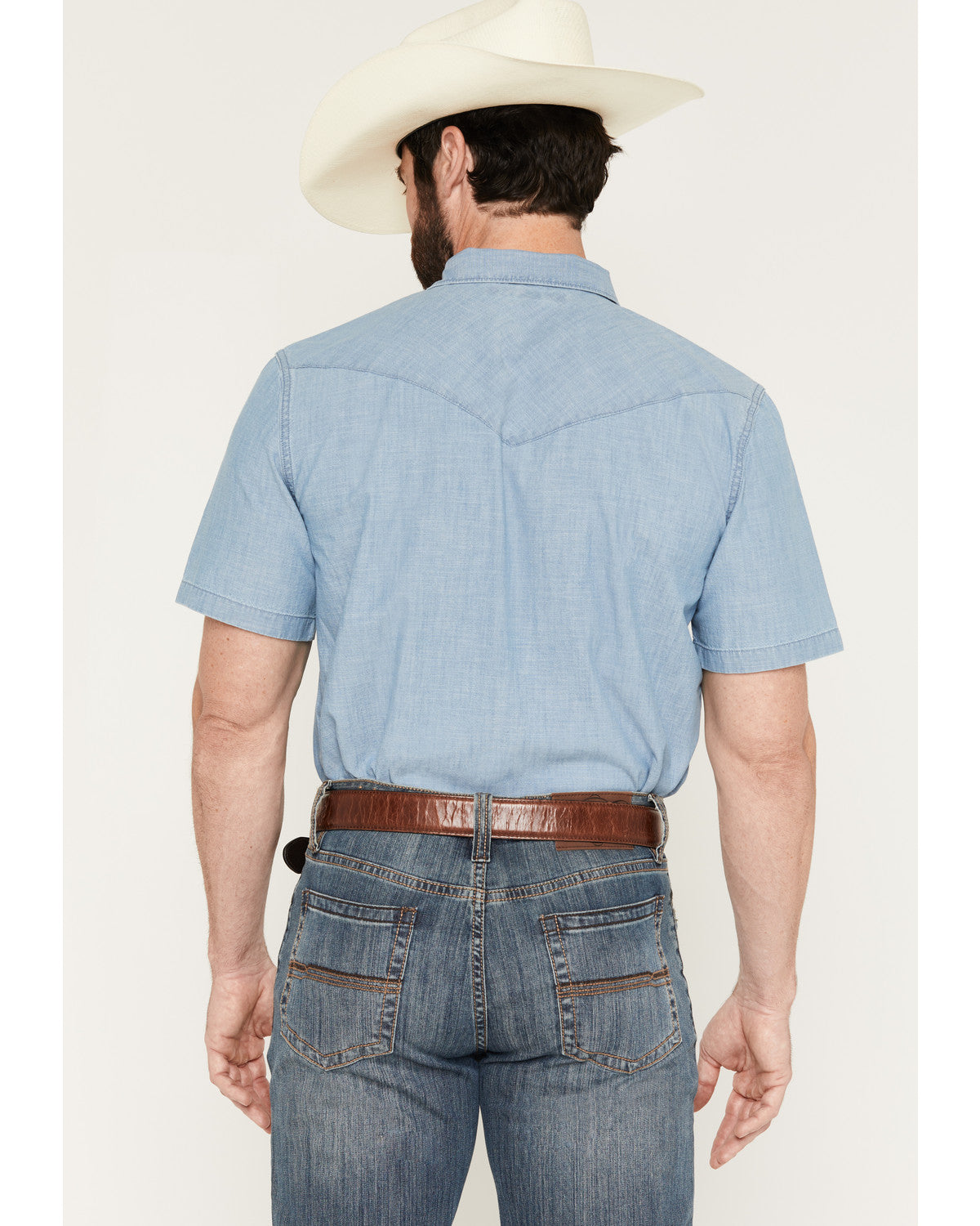 Men's Tucson Embroidered Denim Short Sleeve Snap Western Sh